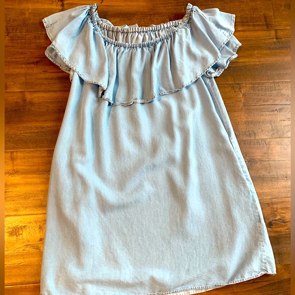 Zara Denim Off Shoulder Mini Dress